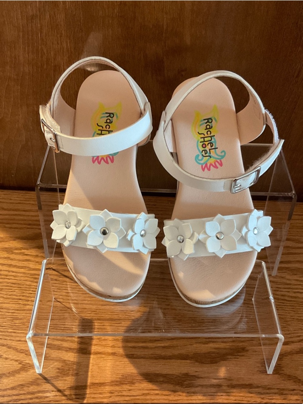 Rachel Shoes White Floral Strap Girls' Sandals